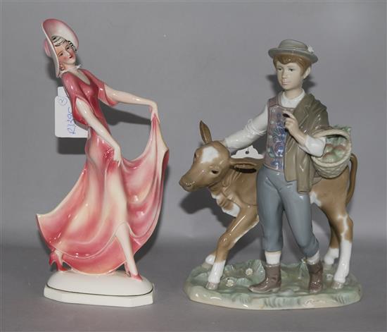 An Art deco figure & Lladro figure